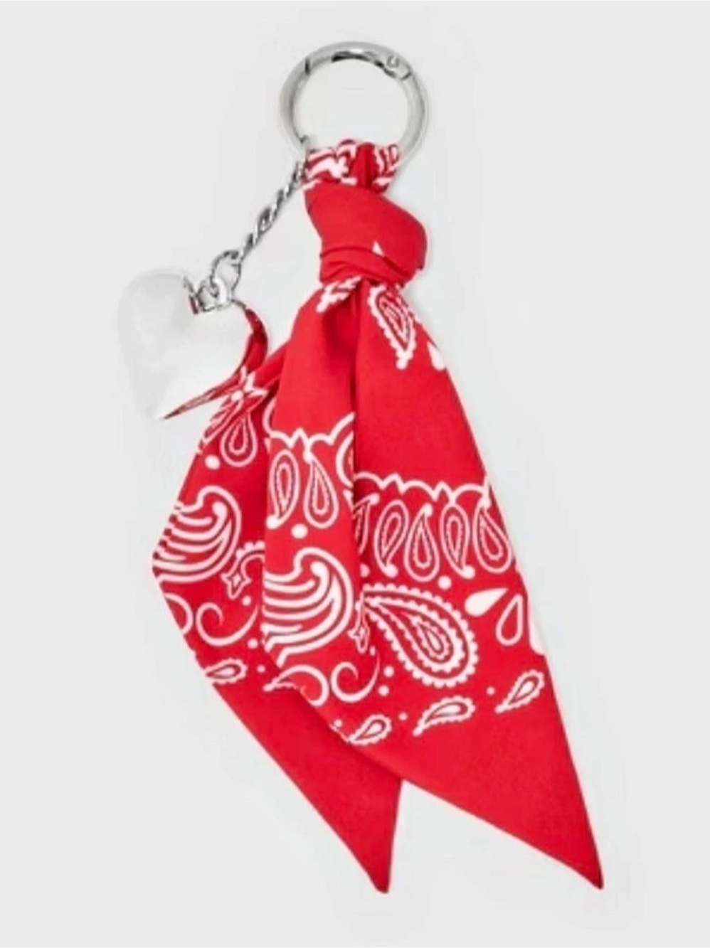 Call It By Your Name Key ring - Red Heart Red & White Paisley Keychain Scarf